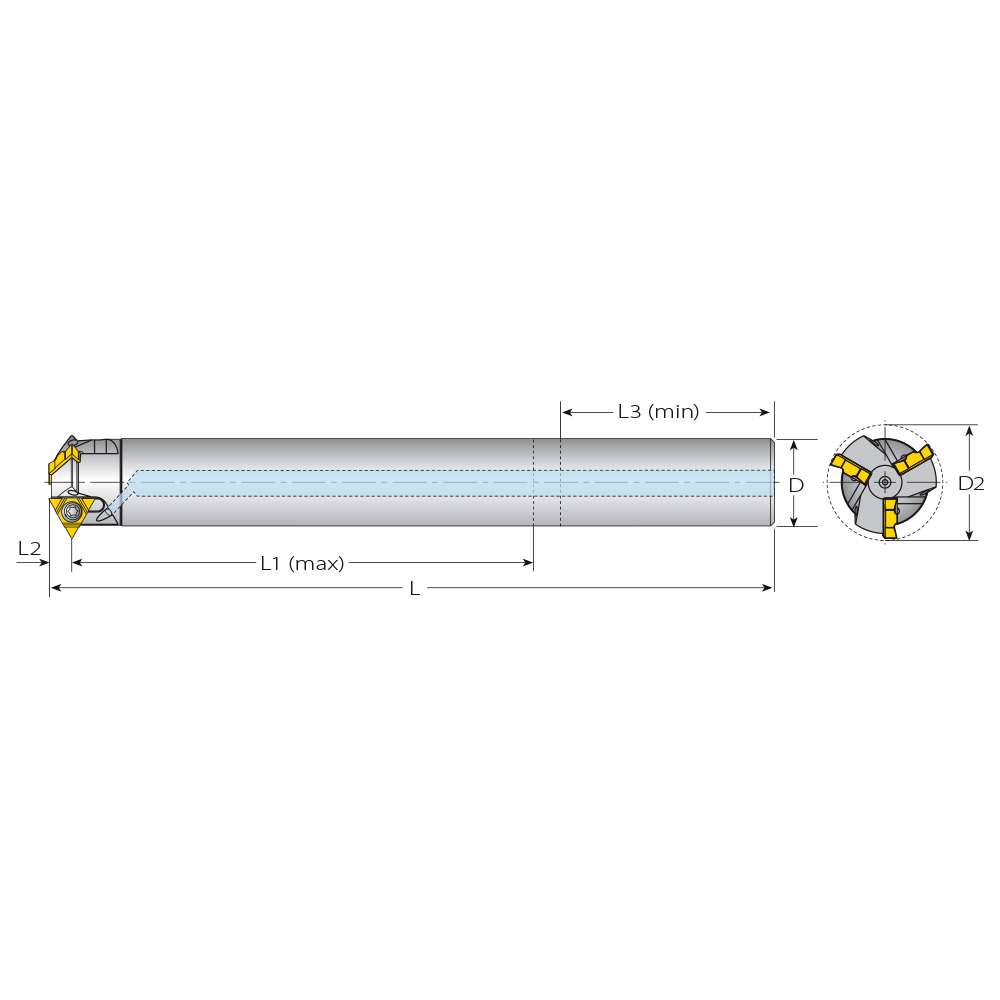 Thread Milling Holders TMSD Steel Cylindrical Shank Shank Diameter 